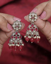 Pear and Round Shape Gold Plated Ruby Kundan Stone Dangle Earring