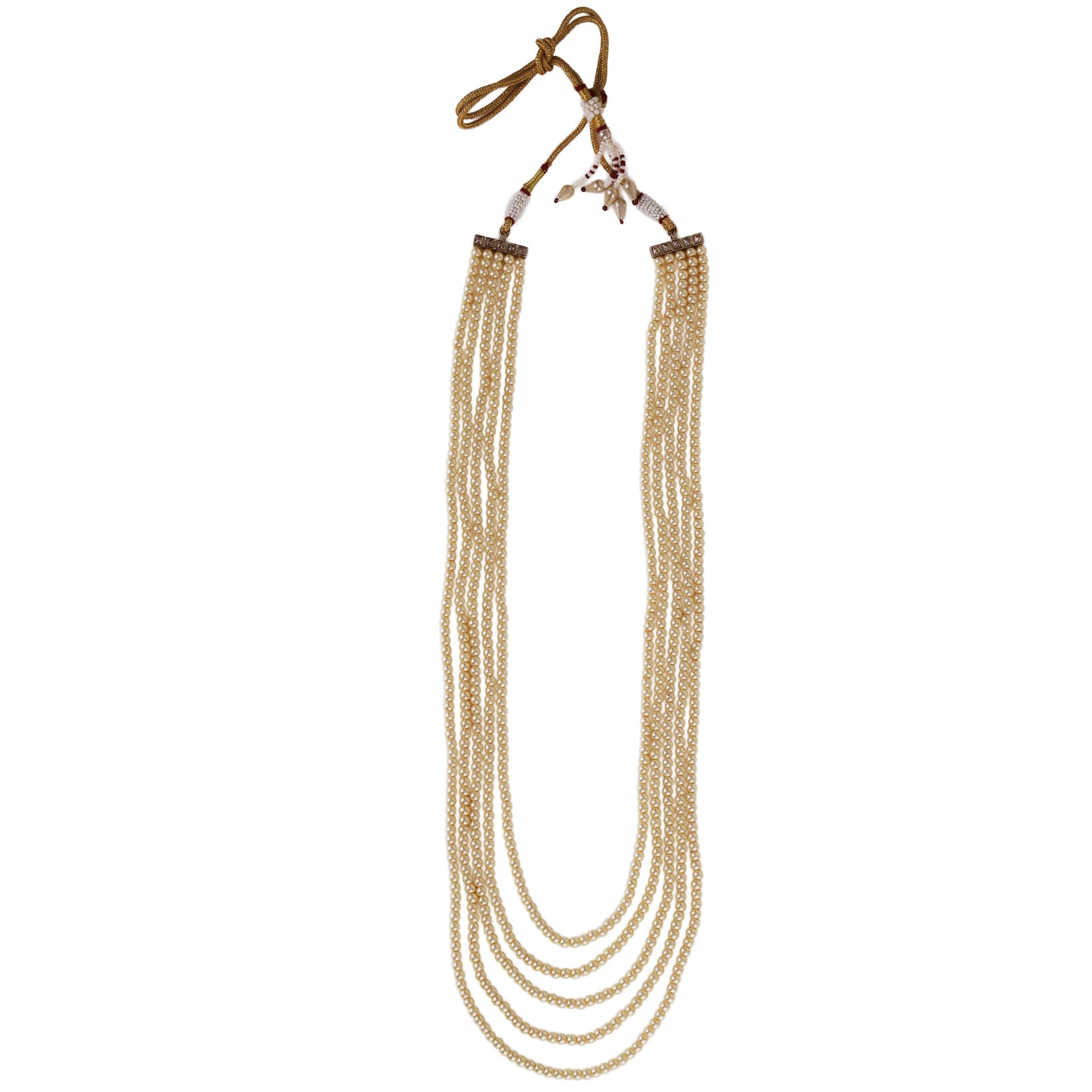 Saloni Fashion Jewellery Luxurious Pearl 5 Layered Gold Plated Moti Mala Necklace