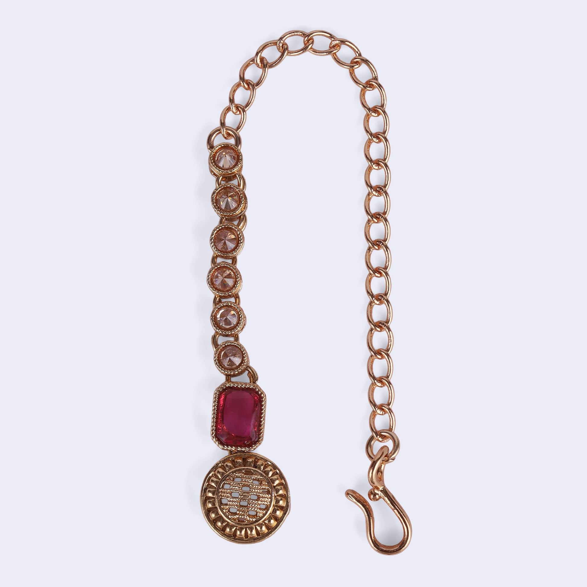 Saloni Fashion Jewellery Finely Round Shape Gold Plated Maang Tikka For Women and Girls