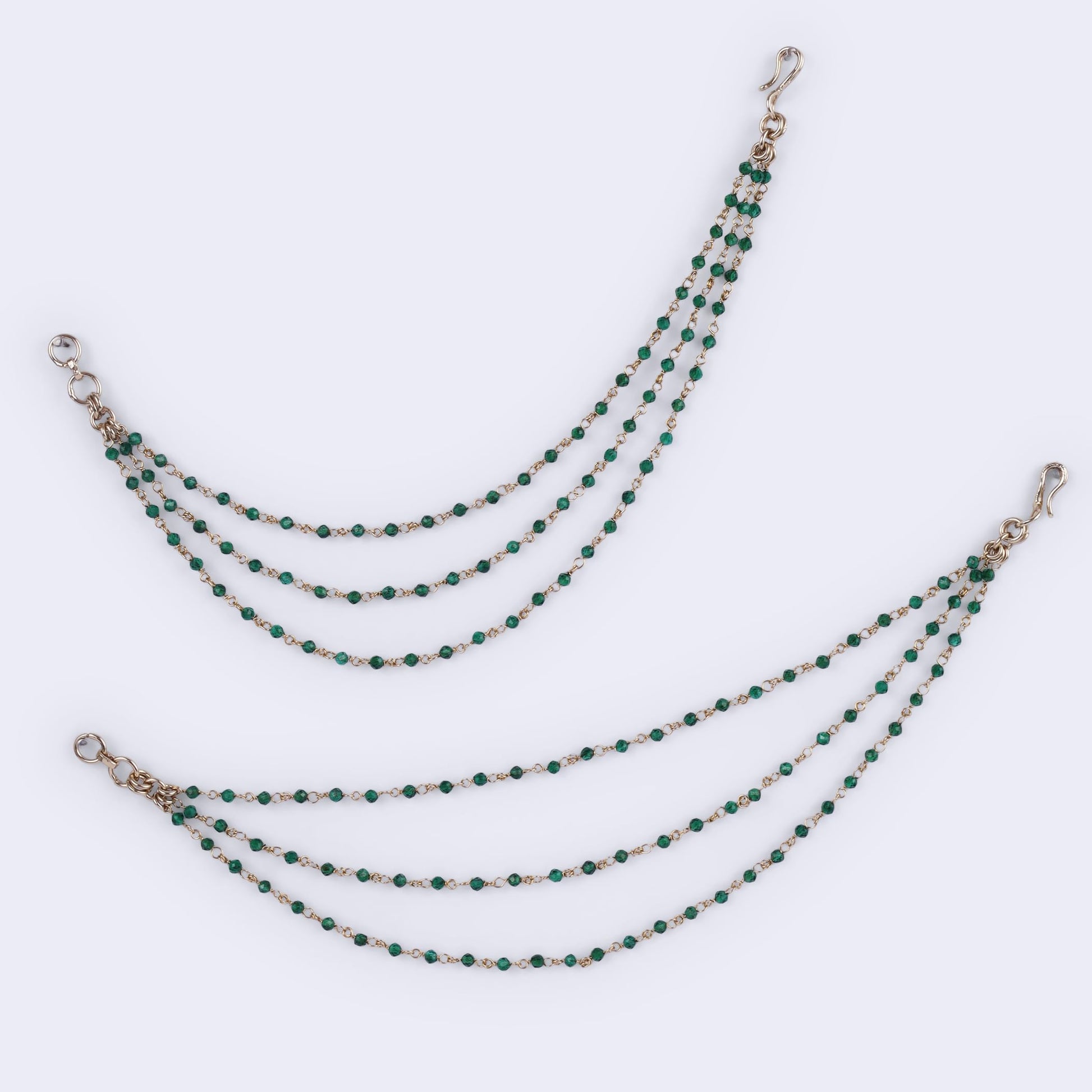 Saloni Fashion Jewellery Traditional Modish 3 String Long Chain Gold Plated Set of 2 Ear-Chain(Kaanchain) For Women