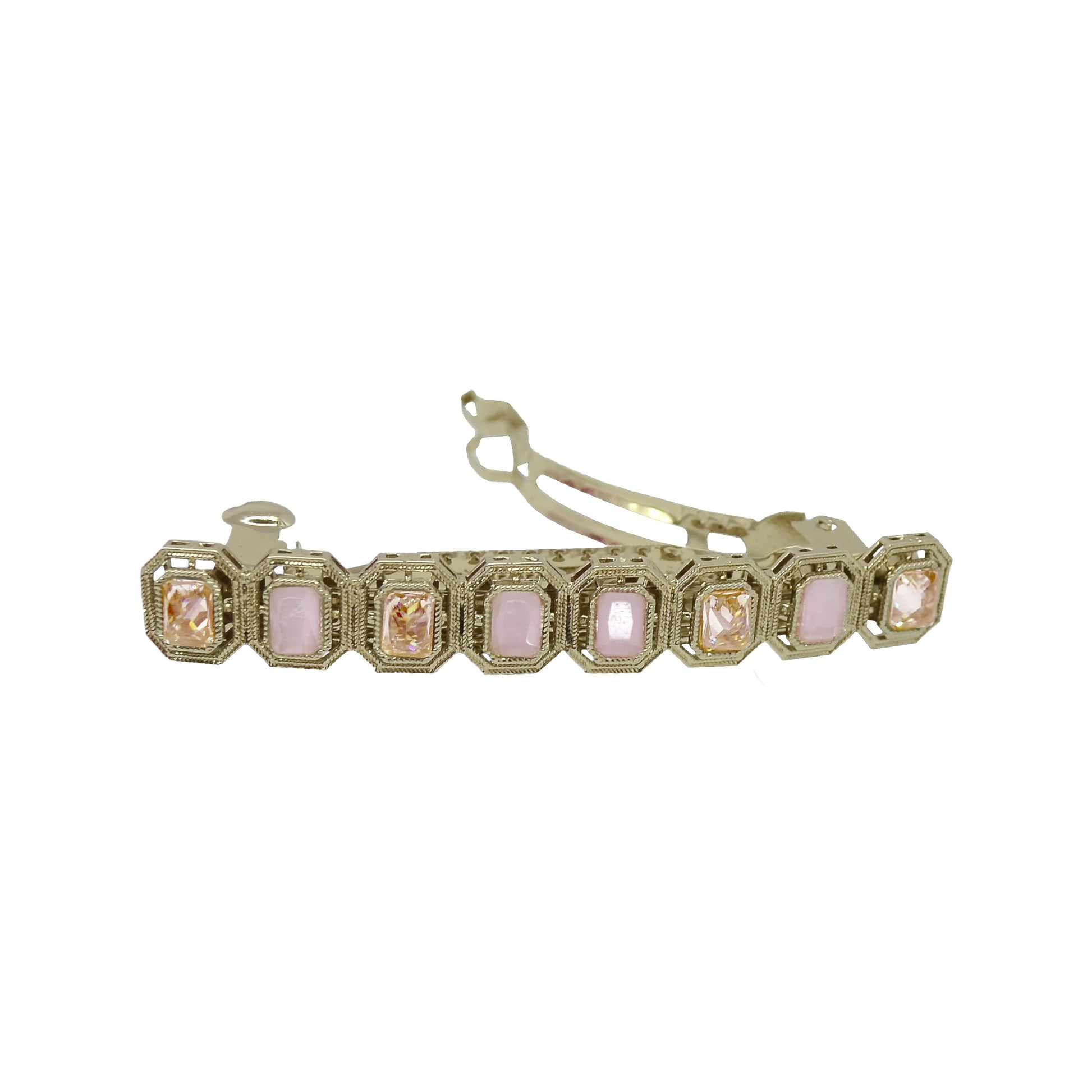 Saloni Fashion Jewellery Smooth Round Shape Pink Kundan Antique Gold Plated Hair Clip For Women and Girls
