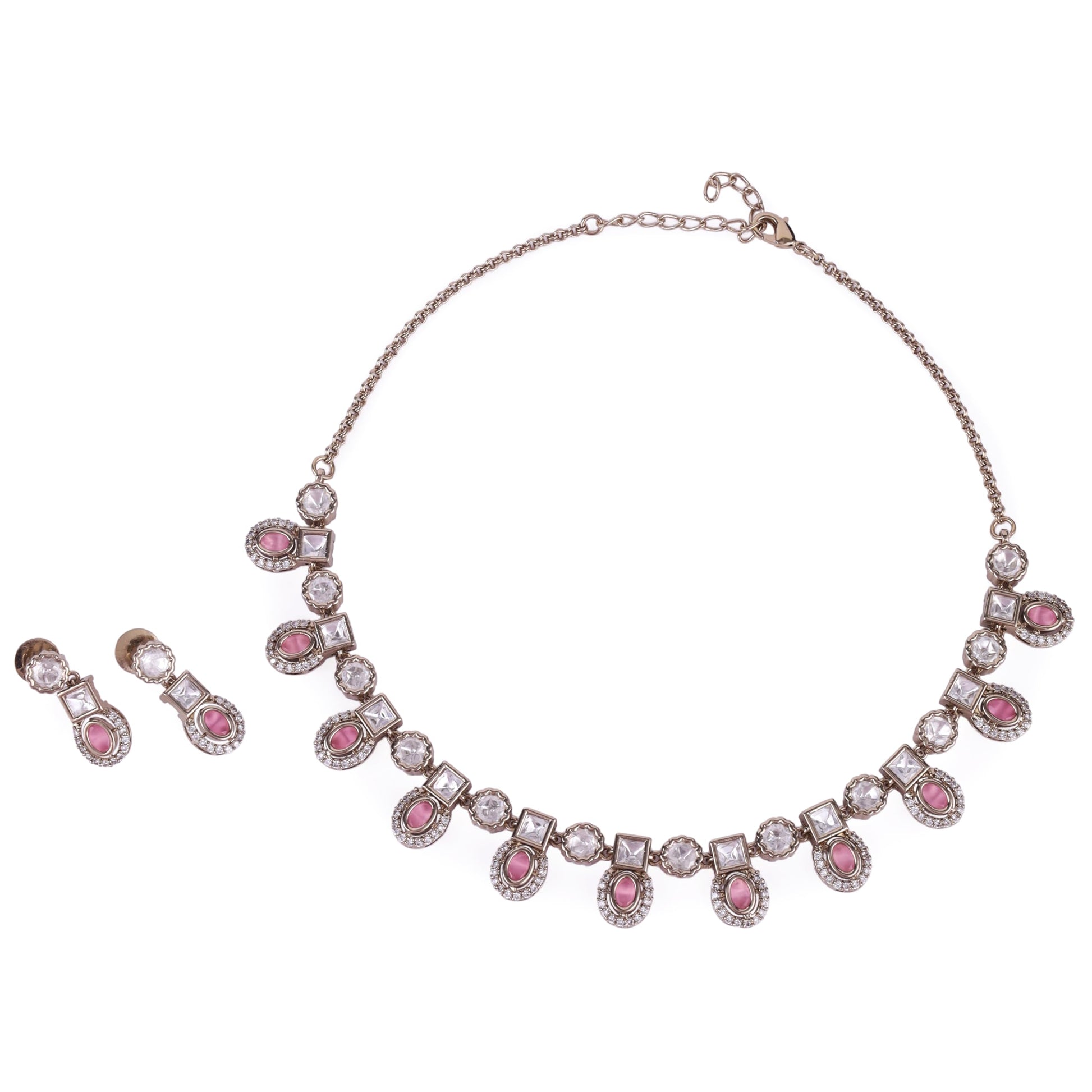 Saloni Fashion Jewellery Delightful Round and Square Shape Gold Plated Choker Necklace Set For Women and Girls