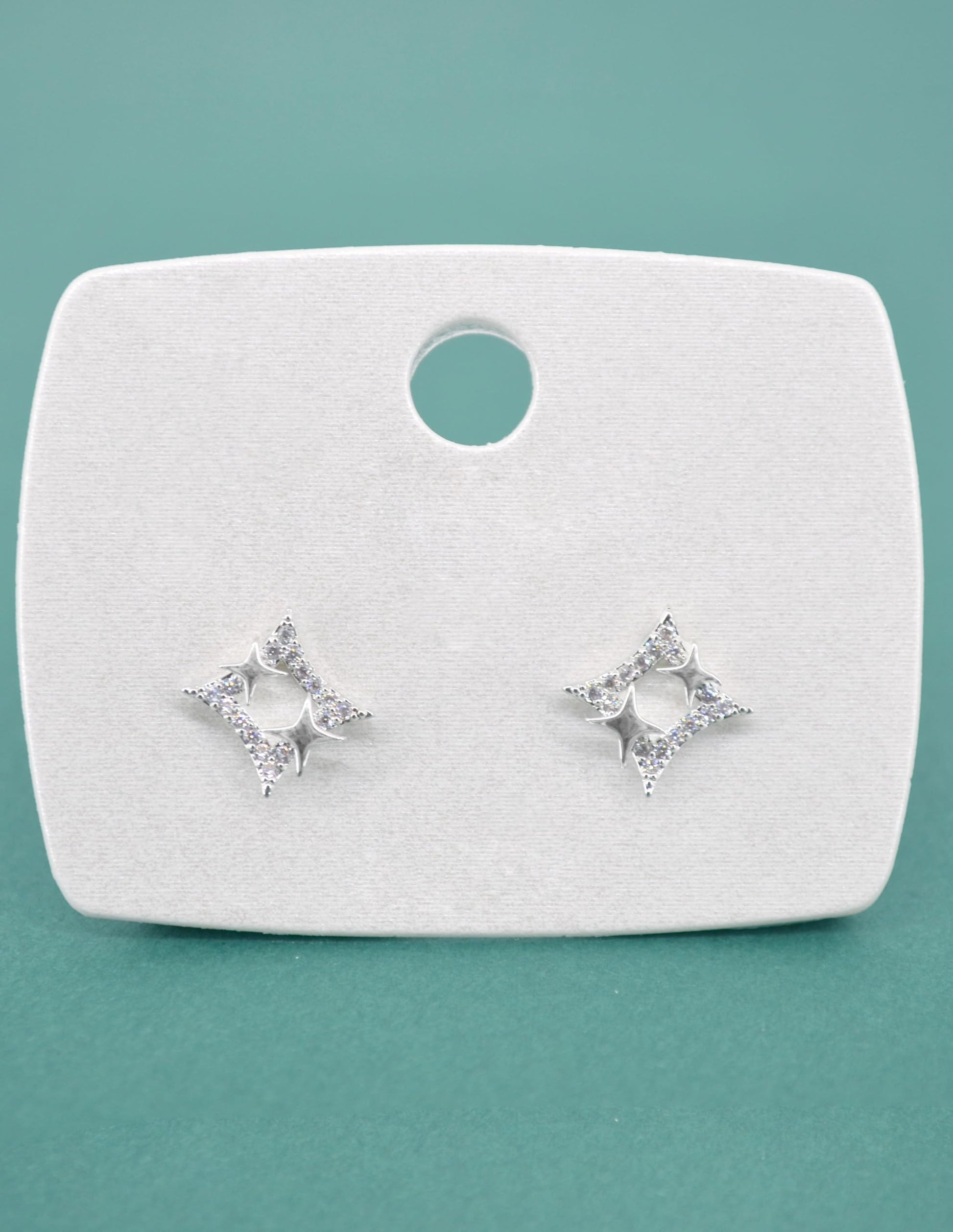 Saloni Fashion Jewellery Stylish Star Design CZ Brass Silver Plated Stud Earring For Women and Girls