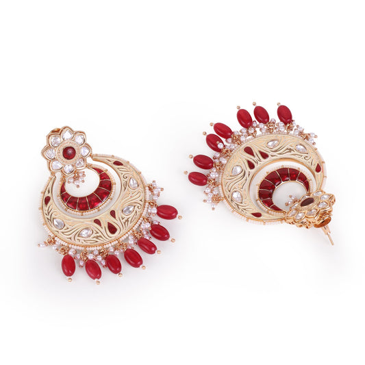 Saloni Fashion Jewellery Traditional Meenakari Work Gold Plated Brass Chandilier Earring For Women