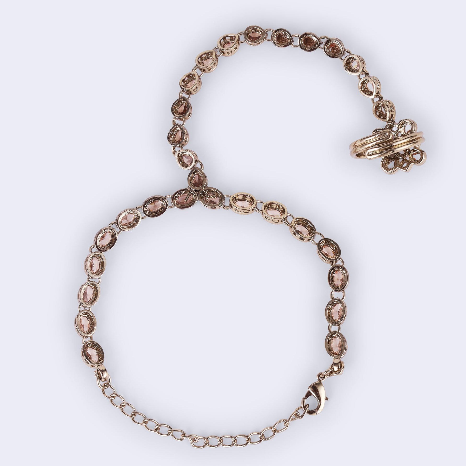 Saloni Fashion Jewellery Traditional Beautiful Circle and Oval Shape Gold Plated Set of 2 Adjustable Hathphool(Panja) For Women