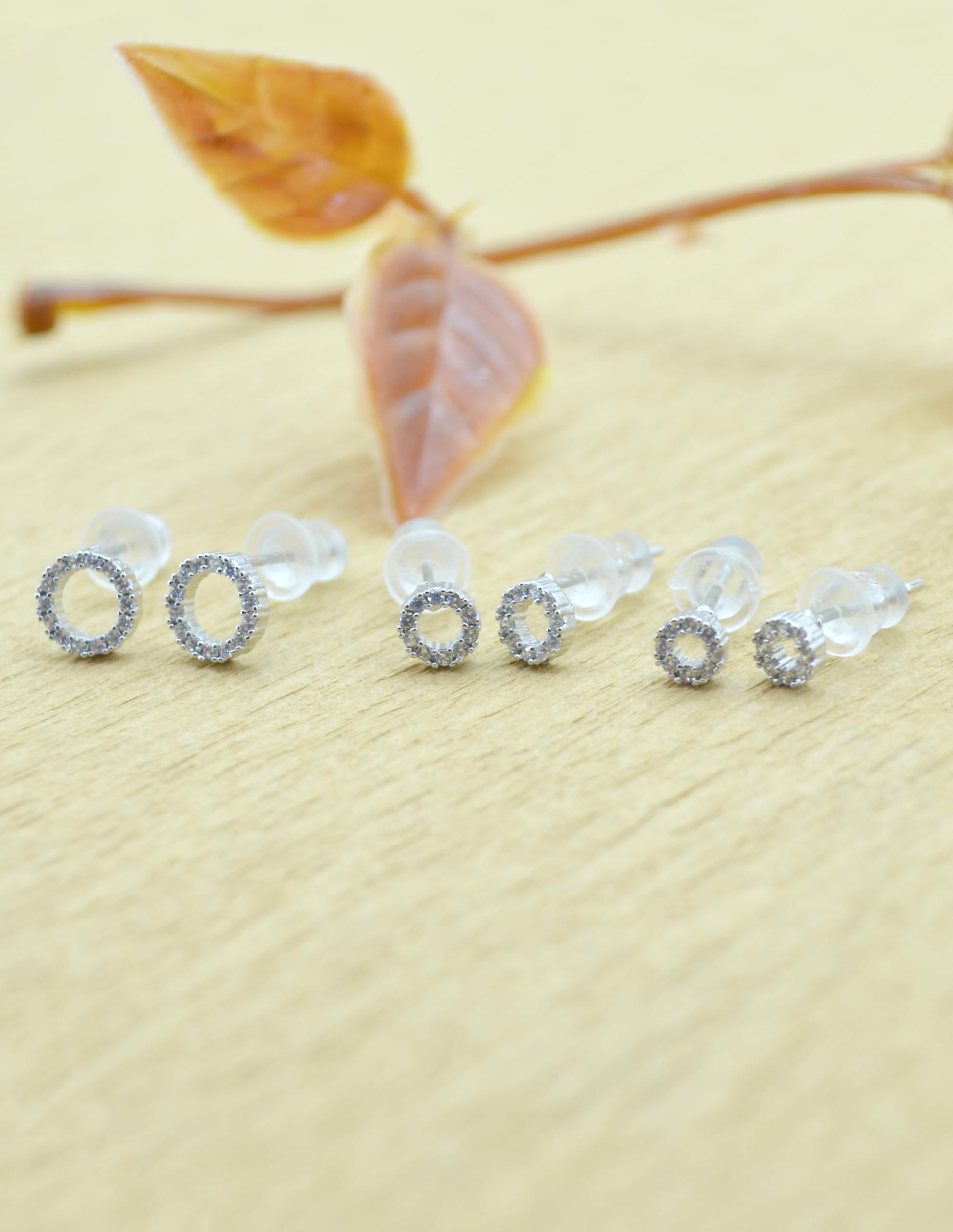 Saloni Fashion Jewellery Classy Round Shape CZ Studded Combo of 3 Silver Plated Stud Earring For Women and Girls