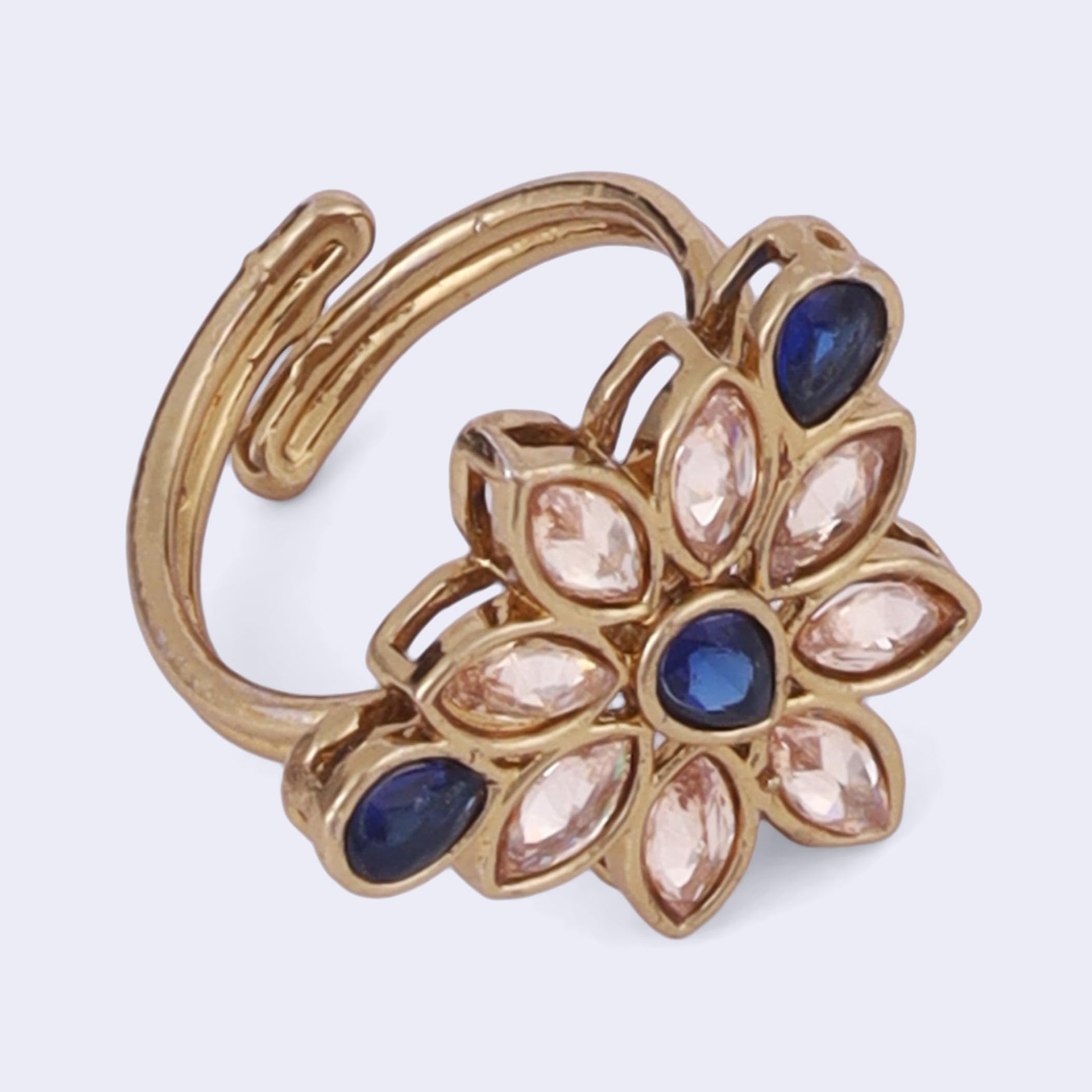 Saloni Fashion Jewellery Modern Oval Shape Gold Plated Adjustable Finger Ring For Women