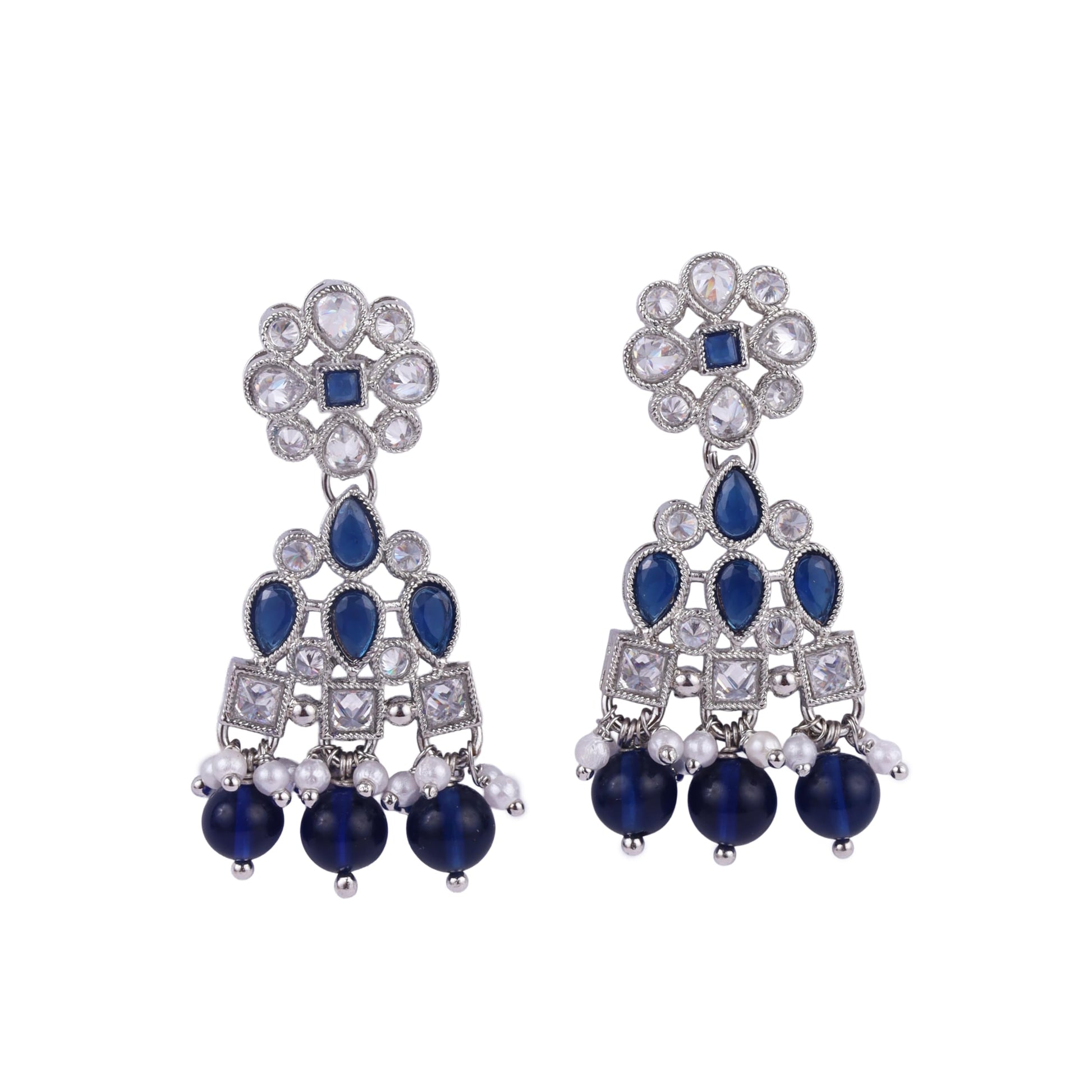 Saloni Fashion Jewellery Graceful Round and Leaf Shape Silver Plated Dangle Earring For Women and Girls