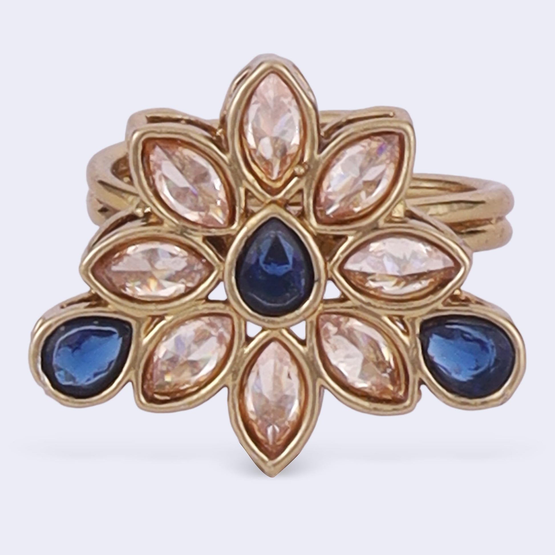 Saloni Fashion Jewellery Modern Oval Shape Gold Plated Adjustable Finger Ring For Women