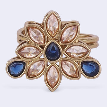 Saloni Fashion Jewellery Modern Oval Shape Gold Plated Adjustable Finger Ring For Women