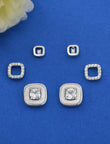 Saloni Fashion Jewellery Circle Shape CZ Brass Silver Plated Set of 3 Combo Stud Earring For Women and Girls