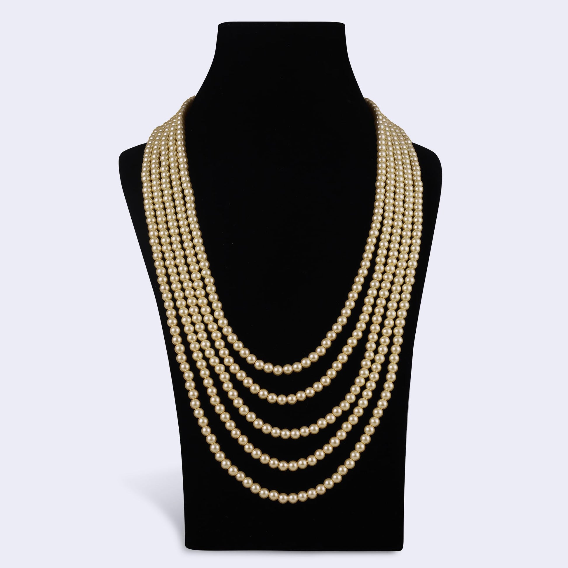 Saloni Fashion Jewellery Classic Pearl 4 Layered Gold Plated Moti Mala Necklace
