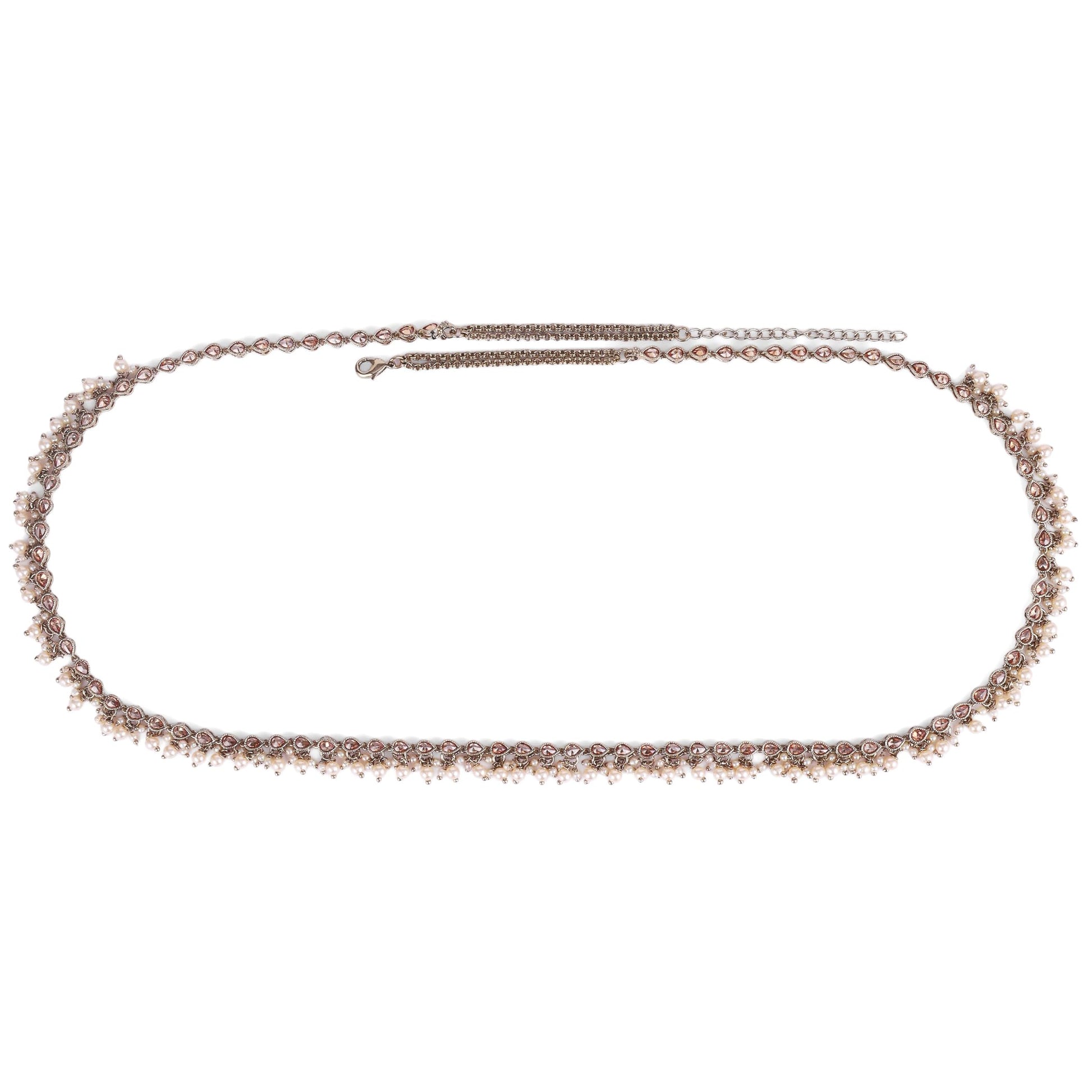 Saloni Fashion Jewellery Splendid Oval Shape and Pearl Drop Gold Plated Kamarband(Waist Belt)For Women
