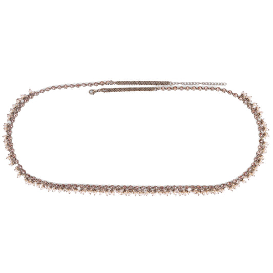 Saloni Fashion Jewellery Splendid Oval Shape and Pearl Drop Gold Plated Kamarband(Waist Belt)For Women