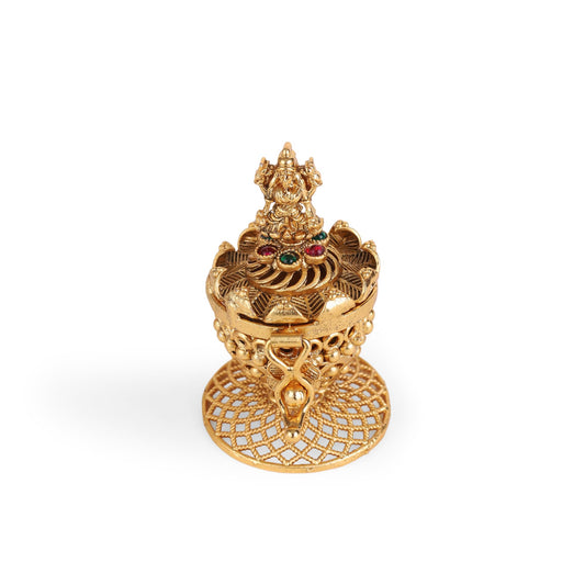 Saloni Fashion Jewellery Traditional Laxmi Design Gold Plated Brass Sindoor Dani/Dibbi For Women