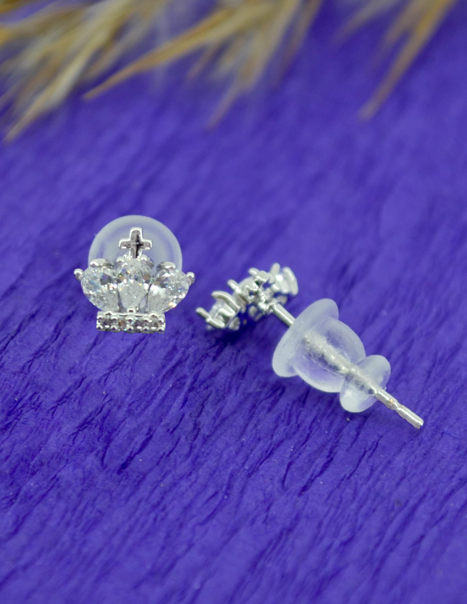 Saloni Fashion Jewellery Pleasing Duck Bird Design Pearl CZ Kundan Brass Silver Plated Set of 3 Combo Stud Earring For Women and Girls