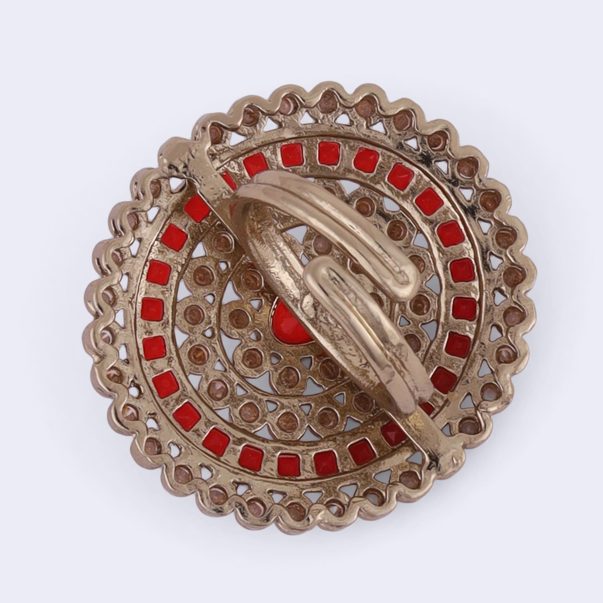 Saloni Fashion Jewellery Glorious Round Shape Gold Plated Adjustable Finger Ring For Women