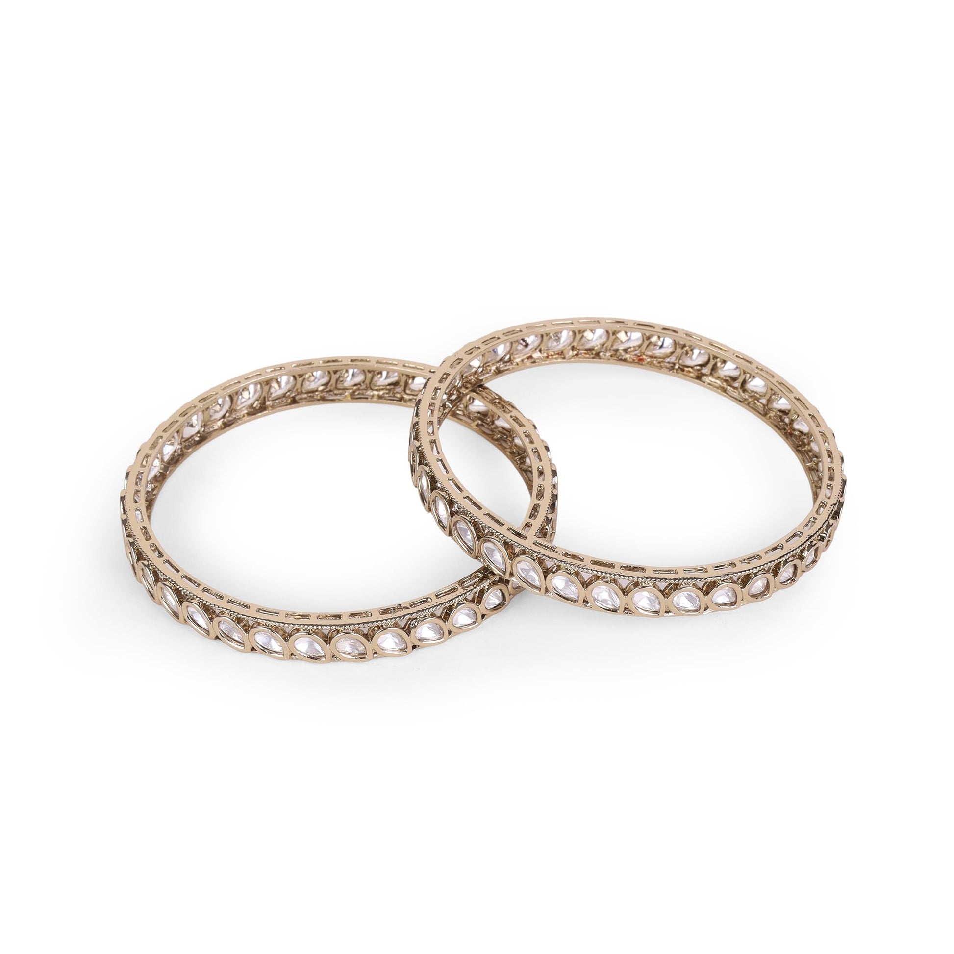 Saloni Fashion Jewellery Fabulous Oval Shape Stone Antique Gold Plated Set Of 2 Bangles For Women