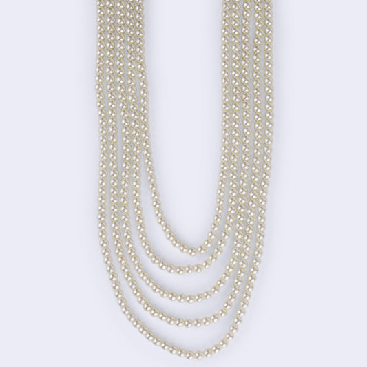 Saloni Fashion Jewellery Freshwater Big Pearl 5 Layered Gold Plated Moti Mala Necklace