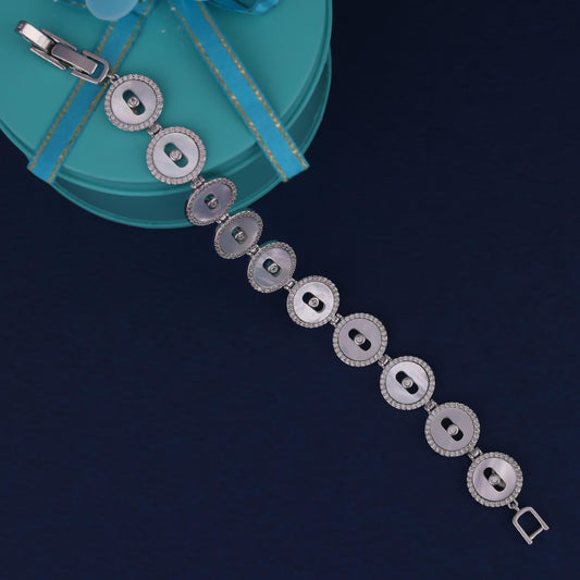 Saloni Fashion Jewellery Inspired Square Shape Silver Plated Free Size Charm Bracelet For Women