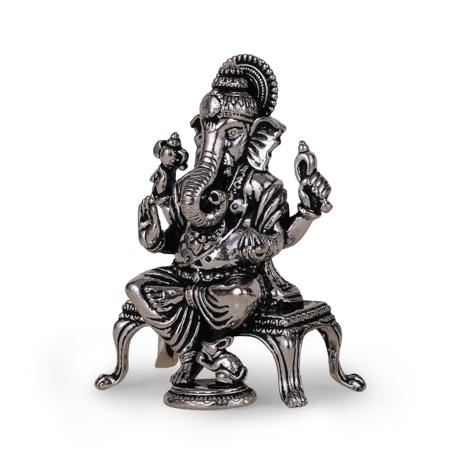Saloni Fashion Jewellery Lord Ganesha Silver Gold plated Idol/Murti Home And Office Decorative Gifting