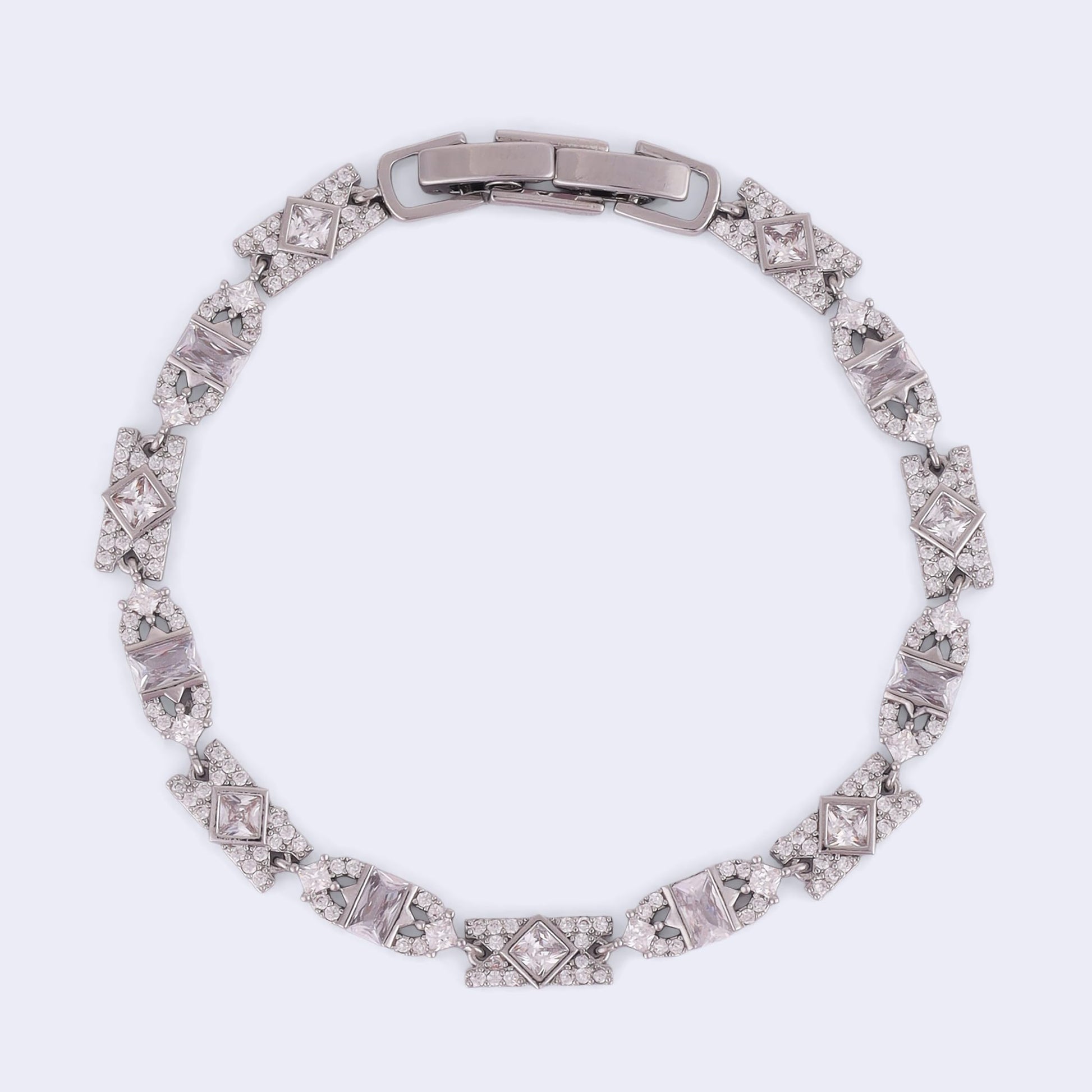 Saloni Fashion Jewellery Luxurious Square Shape Silver Plated Free Size Charm Bracelet For Women
