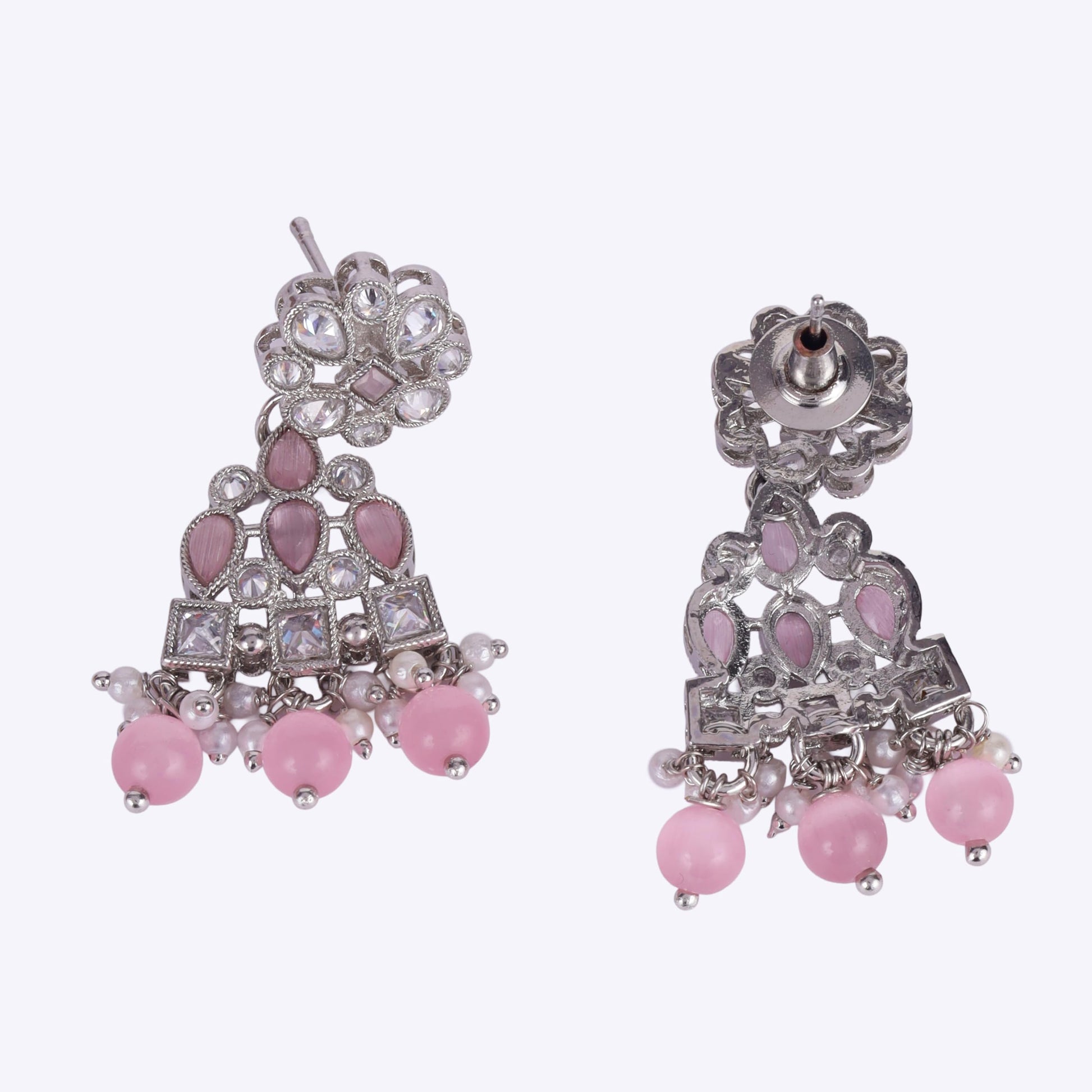 Saloni Fashion Jewellery Modern Round and Leaf Shape Silver Plated Dangle Earring For Women and Girls