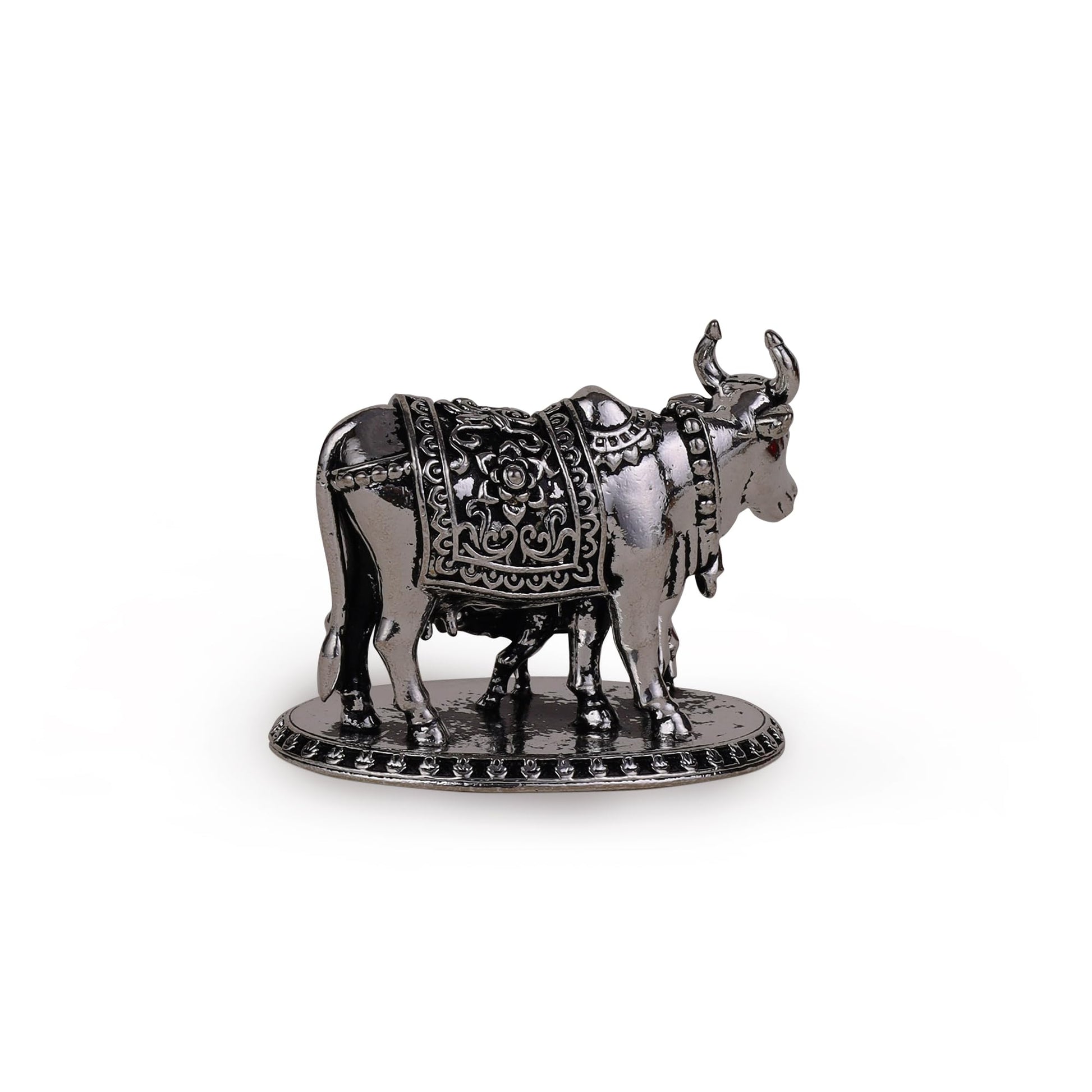 Saloni Fashion Jewellery Cow (Gaay Mata) Silver Gold plated Idol/Murti Home And Office Decorative Gifting