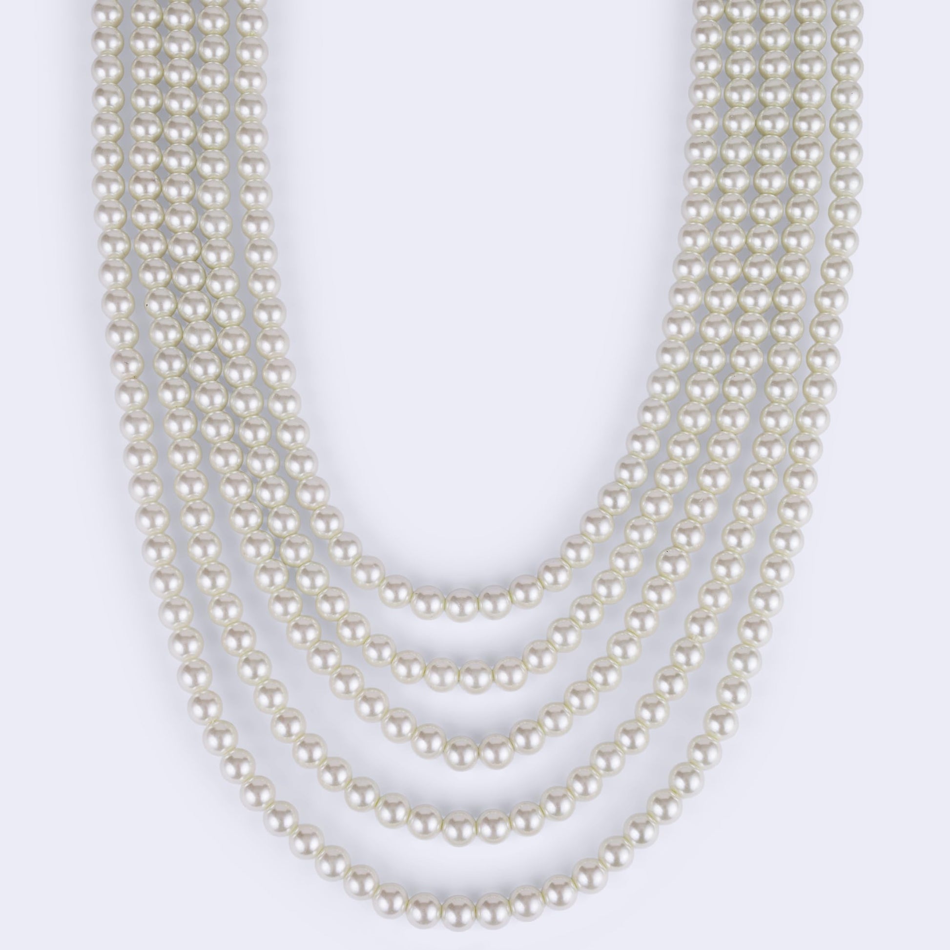 Saloni Fashion Jewellery Freshwater Small Pearl 5 Layered Gold Plated Moti Mala Necklace