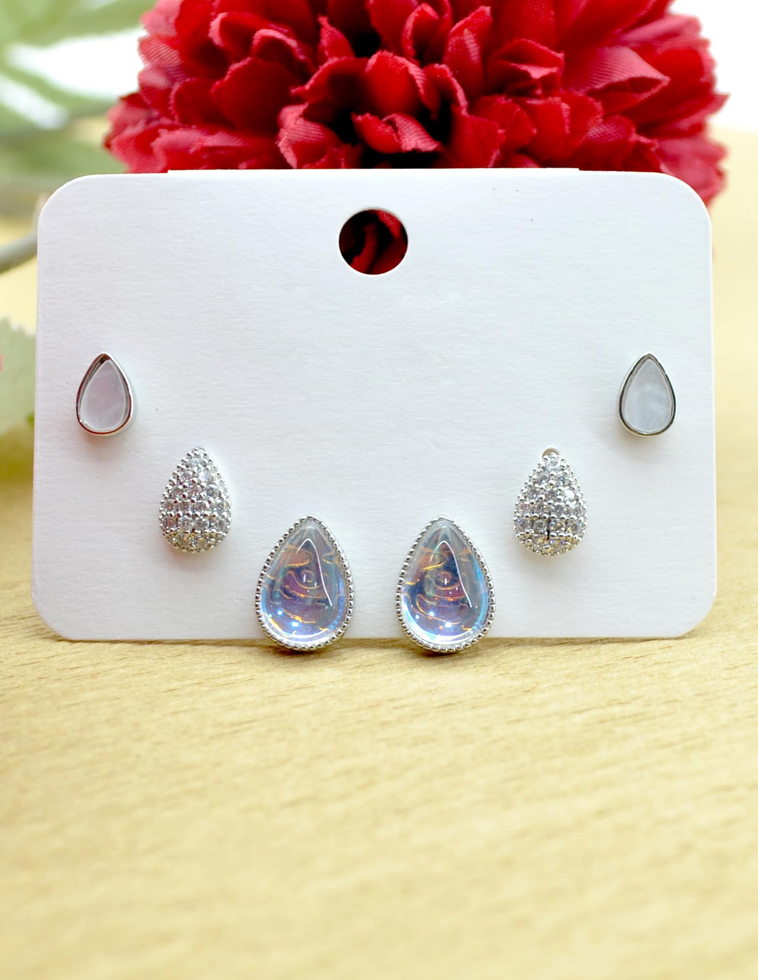 Saloni Fashion Jewellery Graceful Oval Shape Combo of 3 Silver Plated Stud Earring For Women and Girls