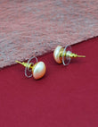 Saloni Fashion Jewellery Round shape Mother of Pearl 1 Pair Gold Plated Stud Earring For Women and Girls - view 5