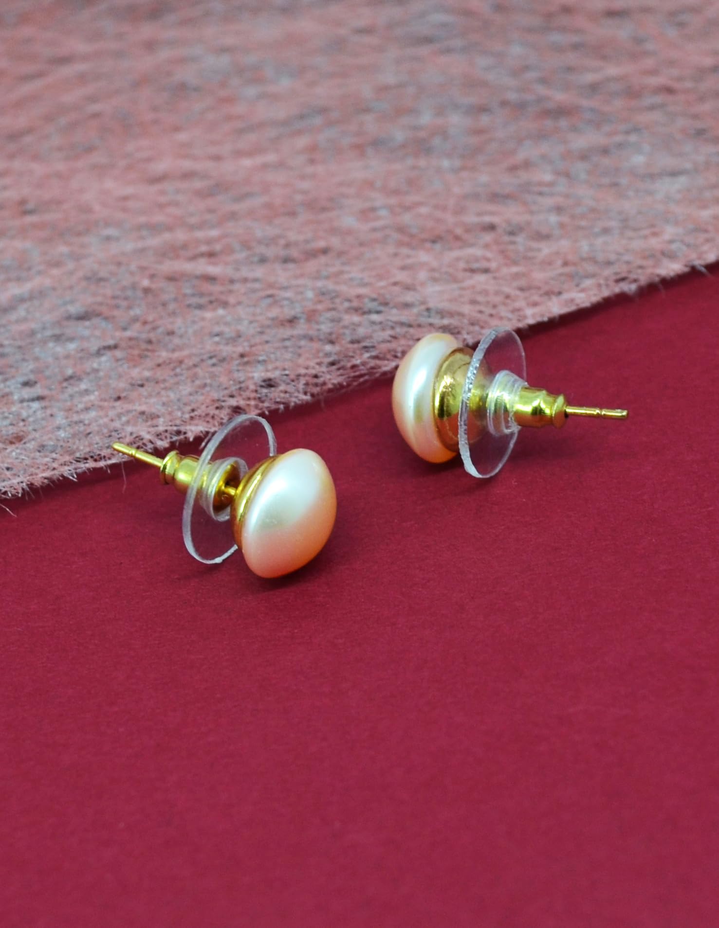 Saloni Fashion Jewellery Splendid Round shape Mother of Pearl 1 Pair Gold Plated Stud Earring For Women and Girls