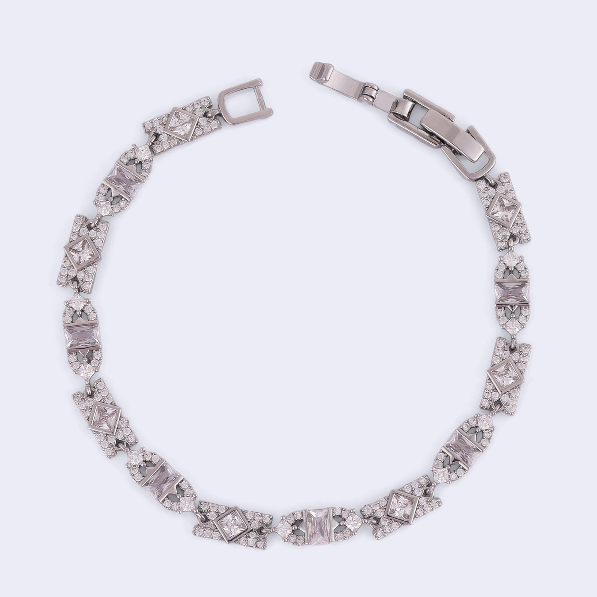 Saloni Fashion Jewellery Luxurious Square Shape Silver Plated Free Size Charm Bracelet For Women