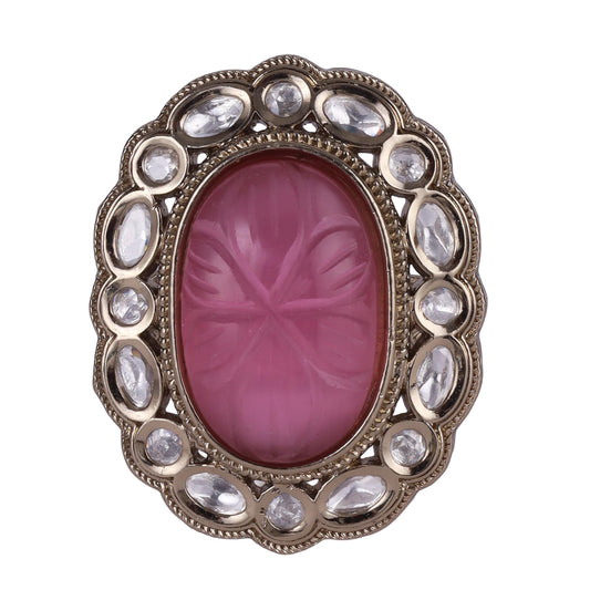 Saloni Fashion Jewellery Delightful Round Shape Gold Plated Adjustable Finger Ring For Women and Girls