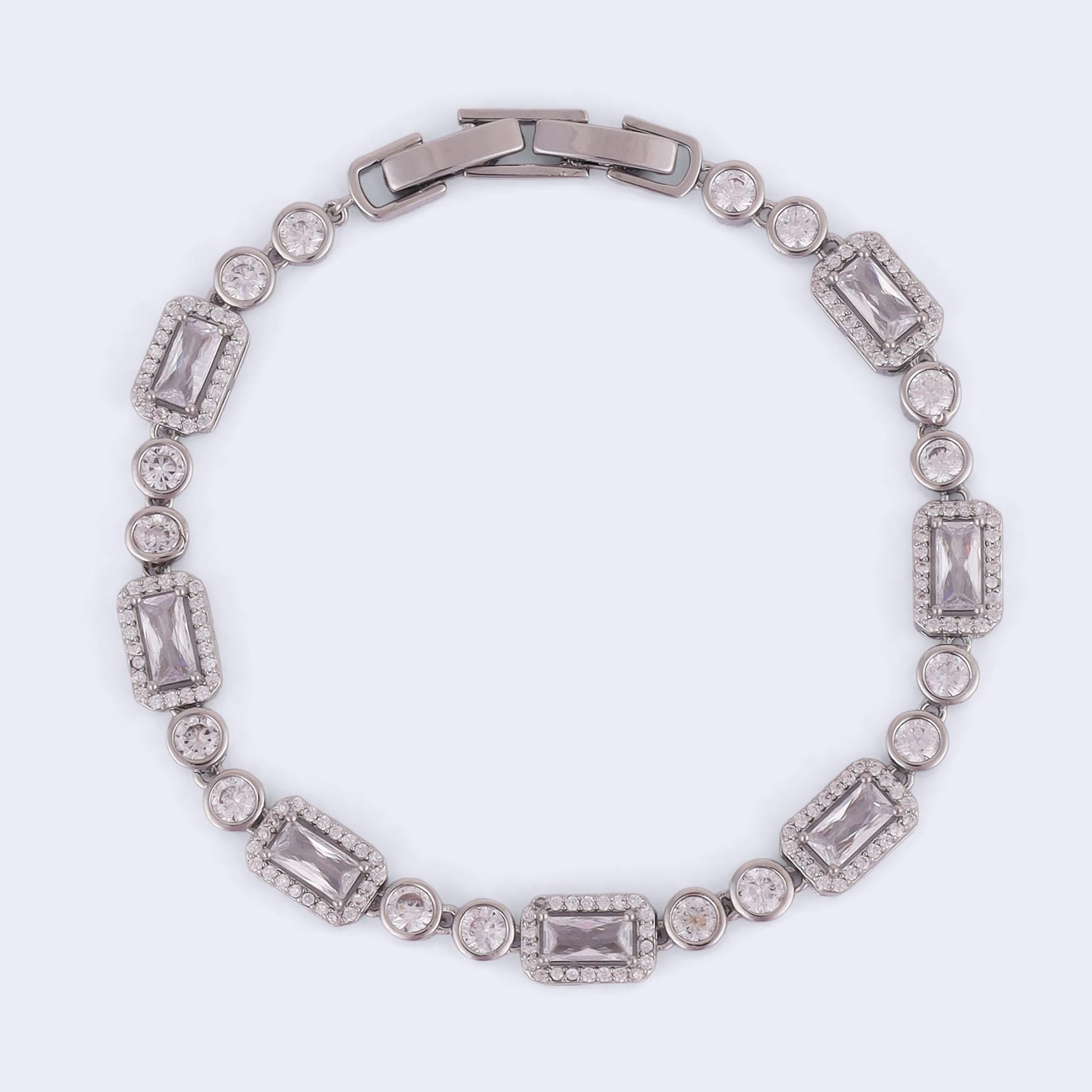 Saloni Fashion Jewellery Modern Round and Square Shape Silver Plated Free Size Charm Bracelet For Women