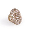 Saloni Fashion Jewellery Round and Flower Design Gold Plated Brass Adjustable Finger Ring For Women - view 3