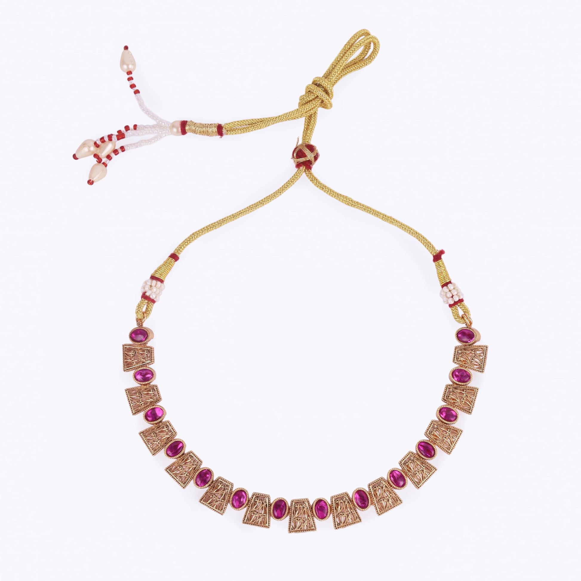 Saloni Fashion Jewellery Ethnic Rajwadi Gold Plated Choker Necklace Set With Maangtikka For Women and Girls