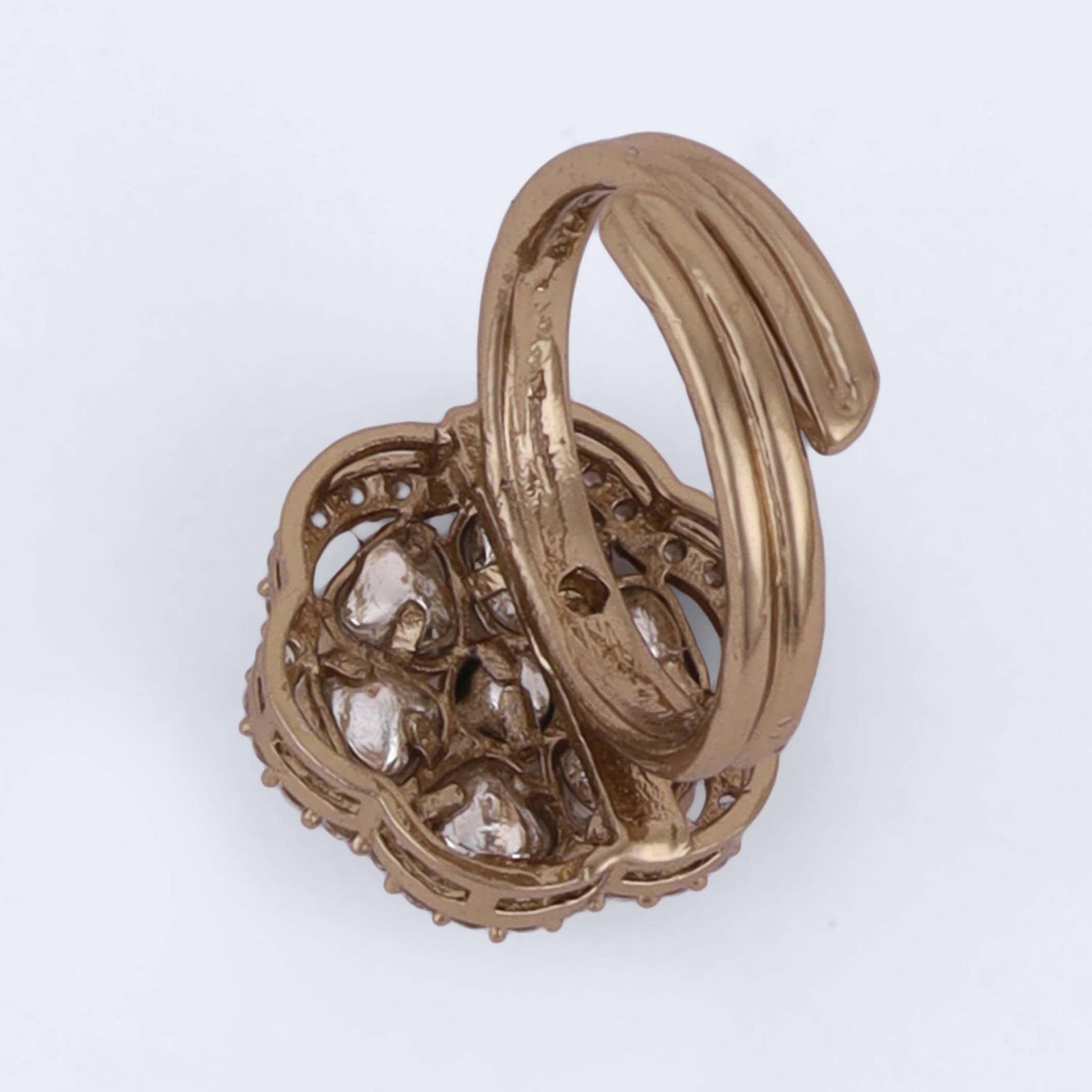 Saloni Fashion Jewellery Pleasing Round and Trangle Shape Gold Plated Adjustable Finger Ring For Women