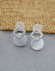 Saloni Fashion Jewellery Circle Shape Grey Pearl CZ Brass Silver Plated Stud Earring For Women and Girls