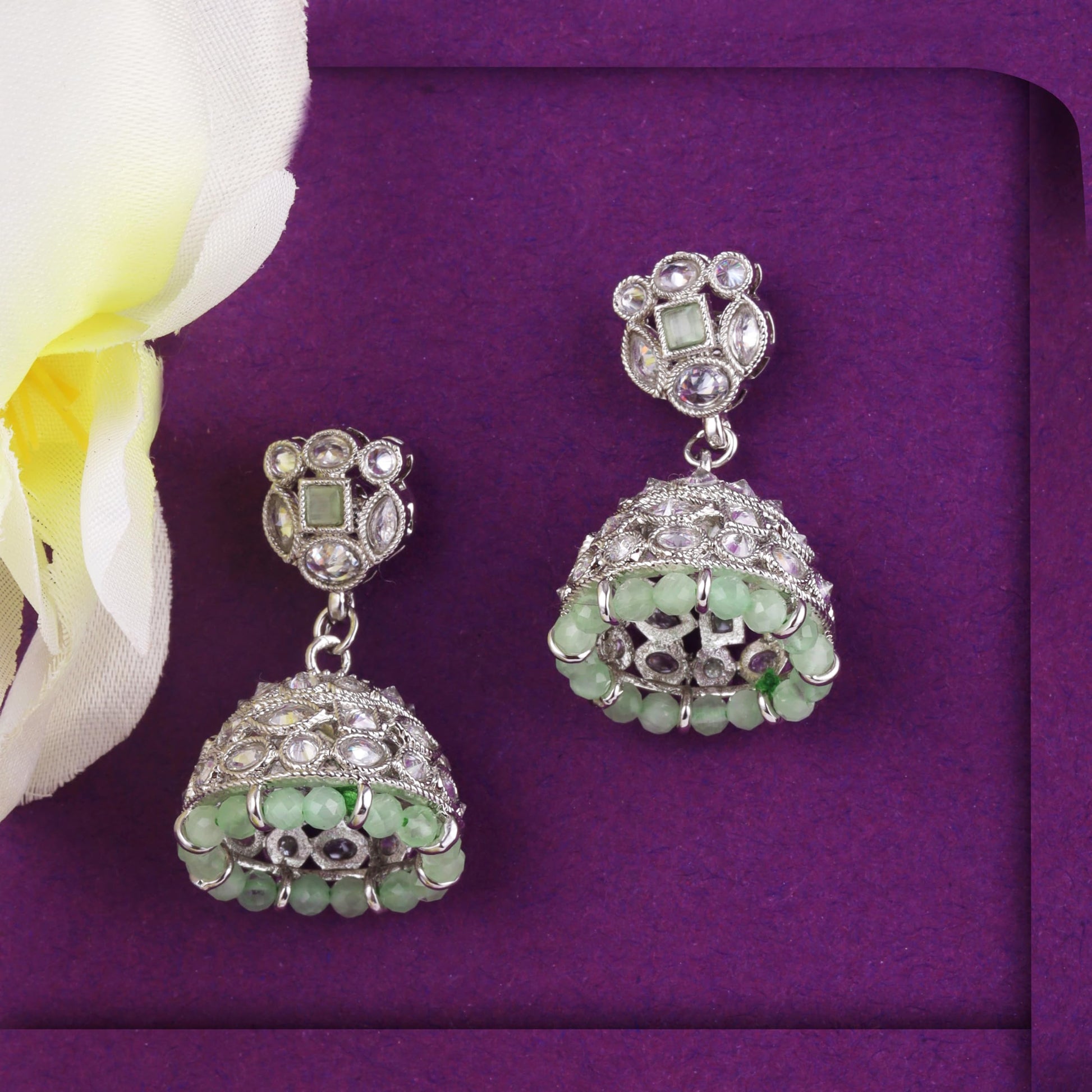 Saloni Fashion Jewellery Attractive Round Shape Silver Plated Jhumki Earring For Women and Girls