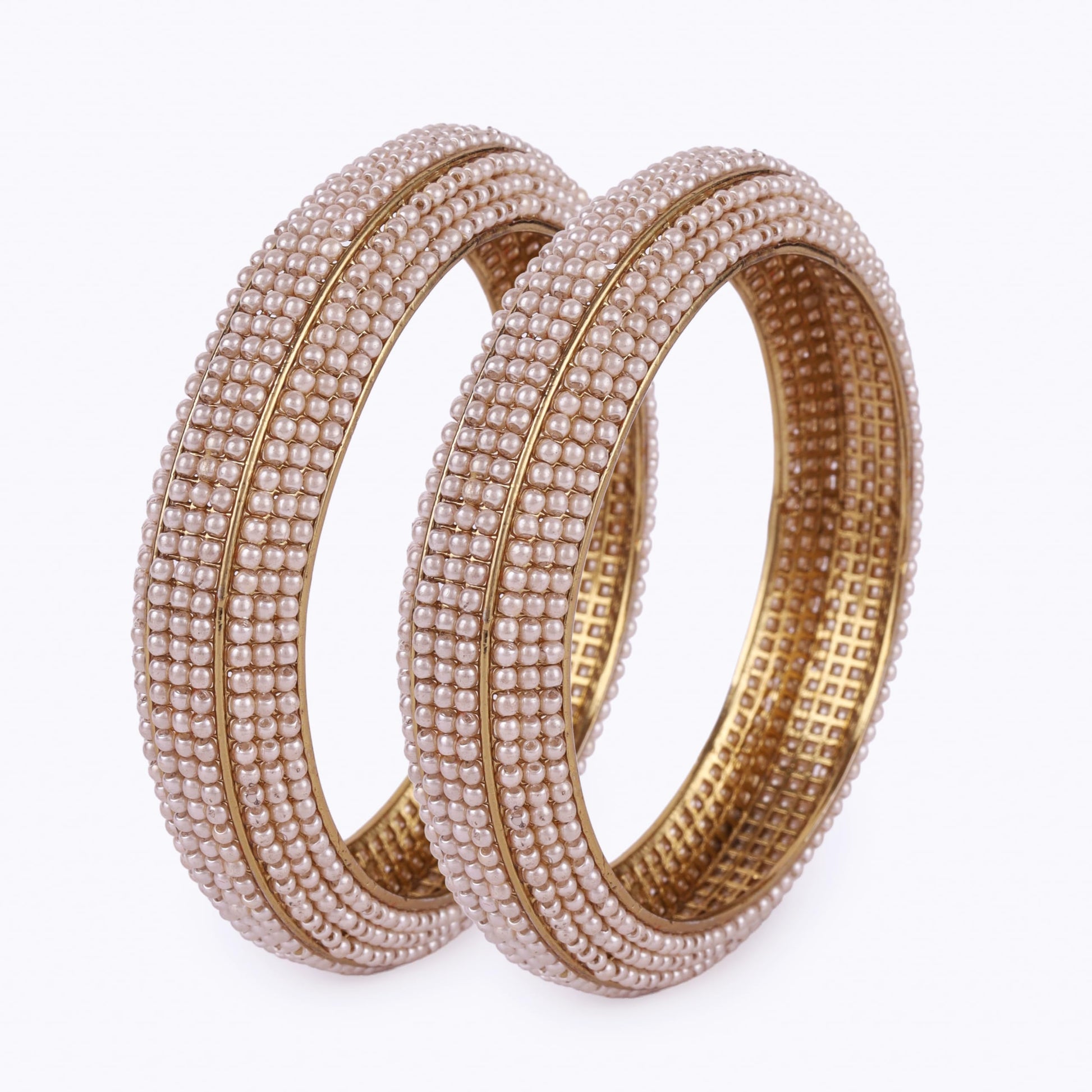 Saloni Fashion Jewellery Stylish Modish Gold Plated Pearl Set of 2 Bangles For Women