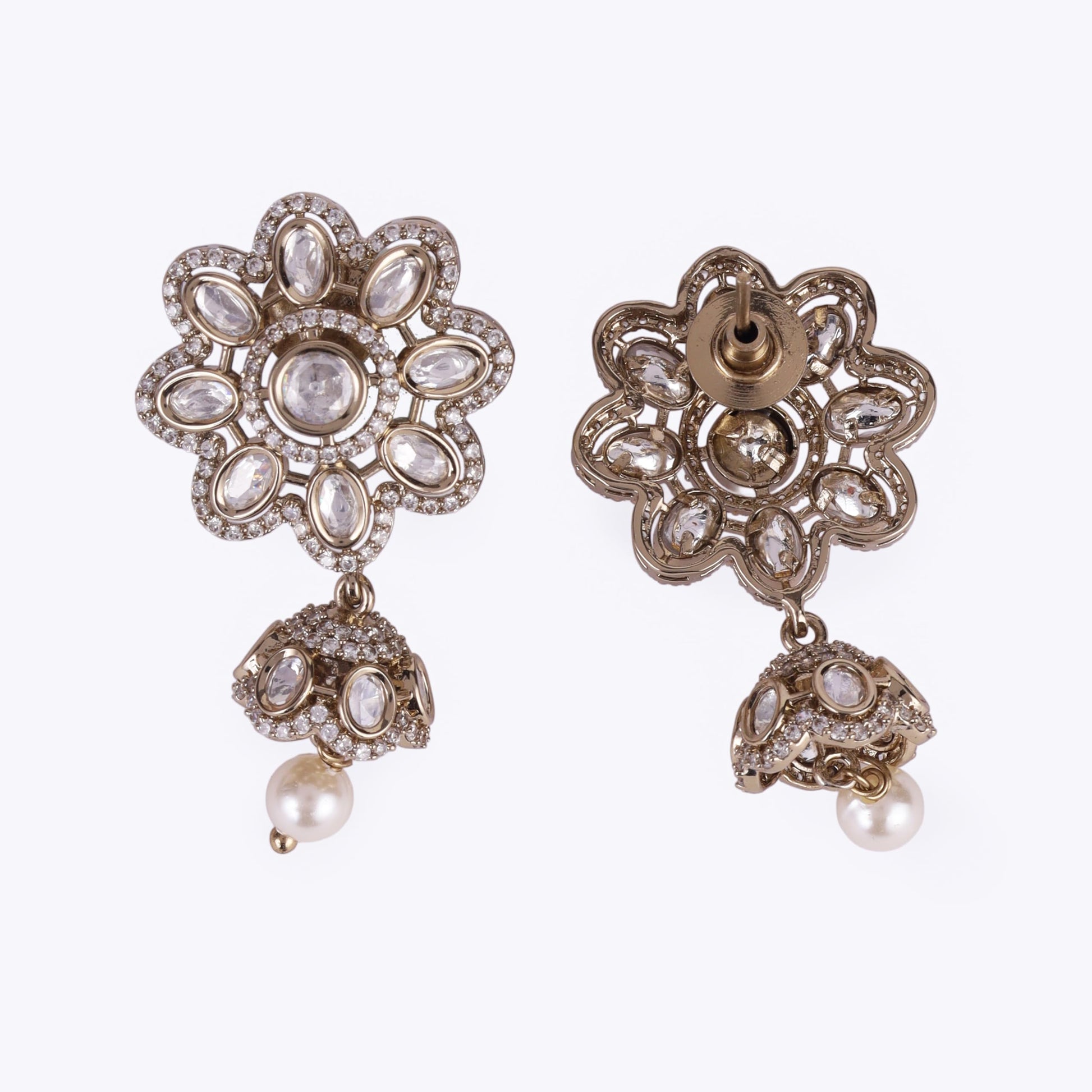 Saloni Fashion Jewellery Pretty Flower Design Gold Plated Dangle Earring For Women and Girls