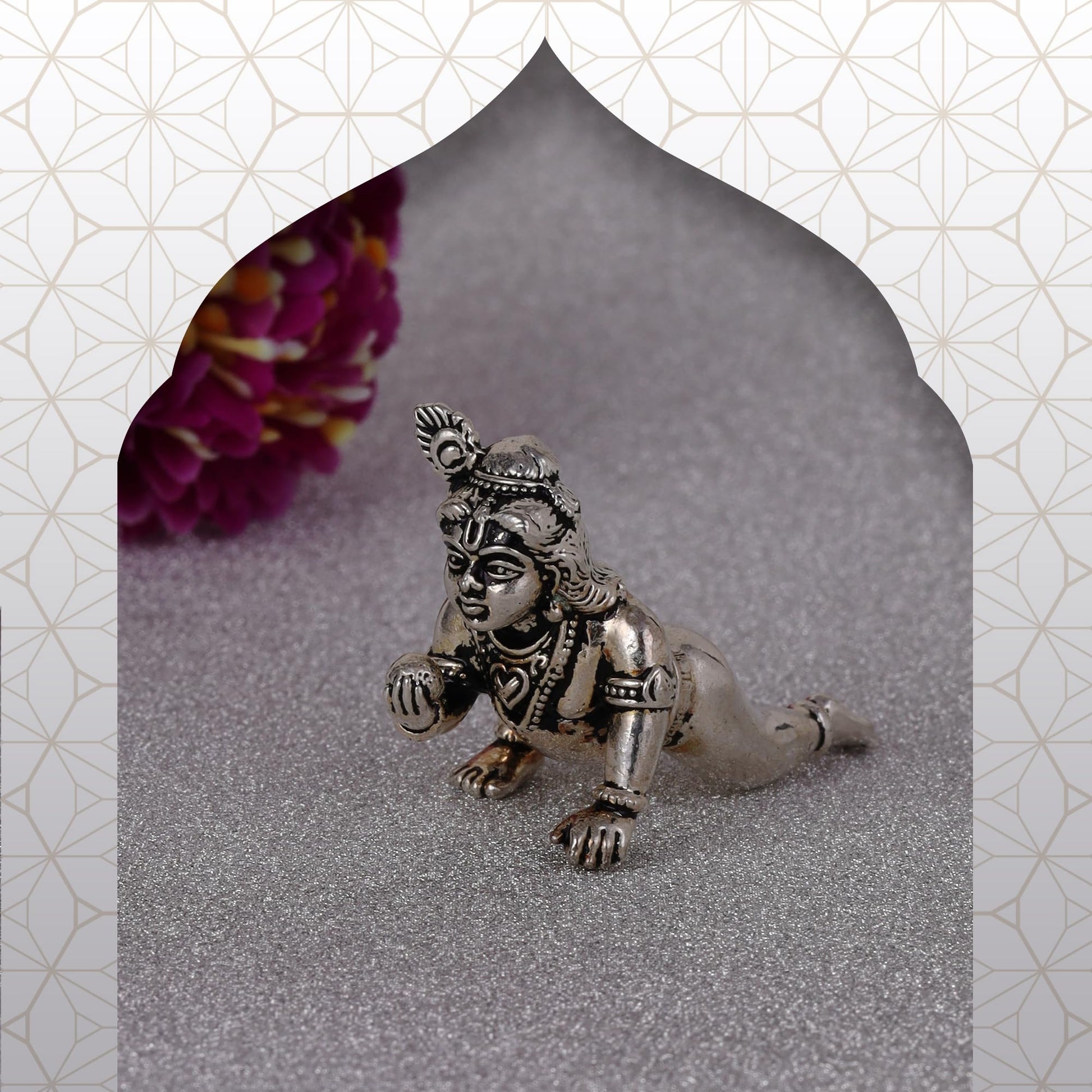 Saloni Fashion Jewellery Lord Krishna Silver Gold plated Idol/Murti Home And Office Decorative Gifting