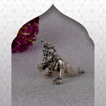Saloni Fashion Jewellery Lord Krishna Silver and Gold Plated Combo Set of 2 Idol/Murti Home And Office Decorative Gifting