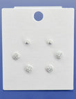 Saloni Fashion Jewellery Round Shape CZ Brass Silver Plated Set of 3 Combo Stud Earring For Women and Girls - view 4