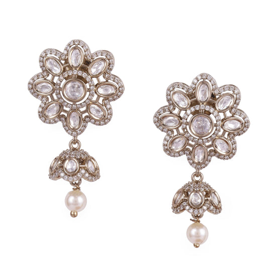 Saloni Fashion Jewellery Pretty Flower Design Gold Plated Dangle Earring For Women and Girls