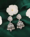Leaf and Pear Shape Silver Plated Pink Kundan Stone Brass Jhumki Earring