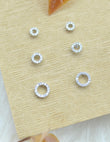 Saloni Fashion Jewellery Round Shape CZ Studded Combo of 3 Silver Plated Stud Earring For Women and Girls