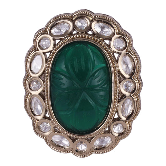 Saloni Fashion Jewellery Creative Round Shape Gold Plated Adjustable Finger Ring For Women and Girls