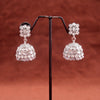 Pear and Flower Shape Grey Uncut Kundan Stone Silver Plated Jhumki Earring